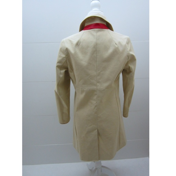 Coach Red Leather Trench Coat Sz S - Picture 4 of 11